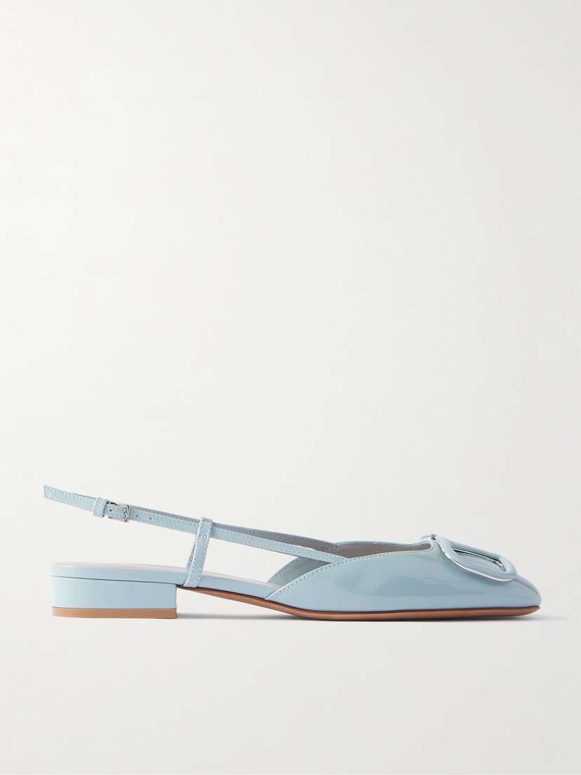 Valentino Garavani Ballerina 20 Appliquéd Patent-leather Slingback Flats
