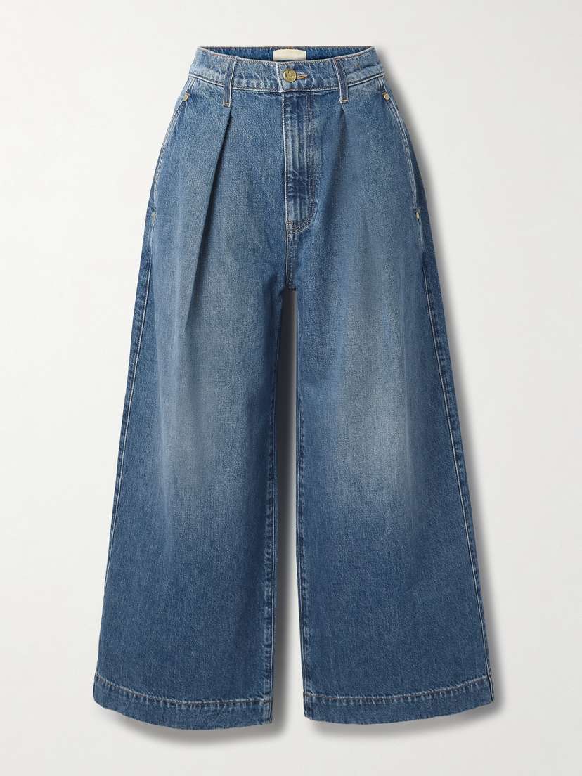 Ulla Johnson The April Cropped Pleated High-rise Wide-leg Jeans