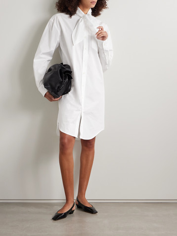 Ami Paris Tie-detailed cotton-poplin mini shirt dress