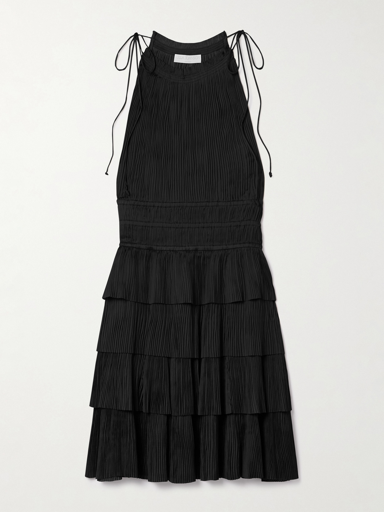 Ulla Johnson Cecily Tiered Plisse Mini Dress In Black