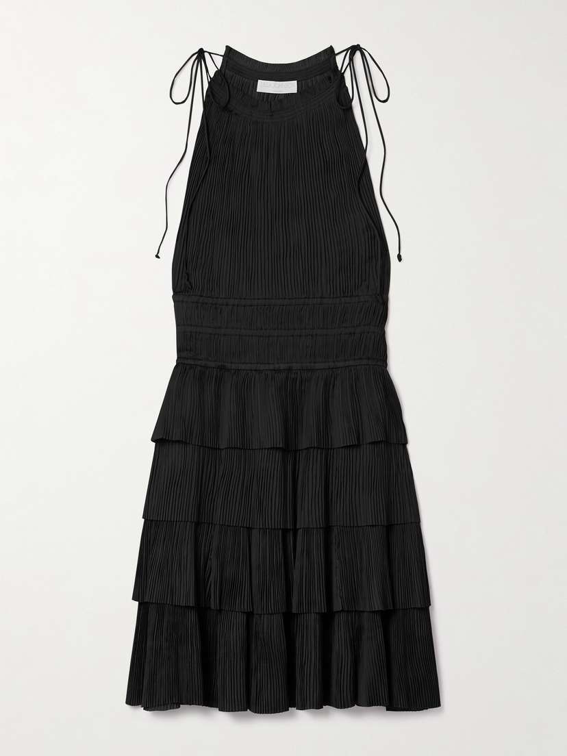 Ulla Johnson Cecily Tiered Plissé-satin Mini Dress