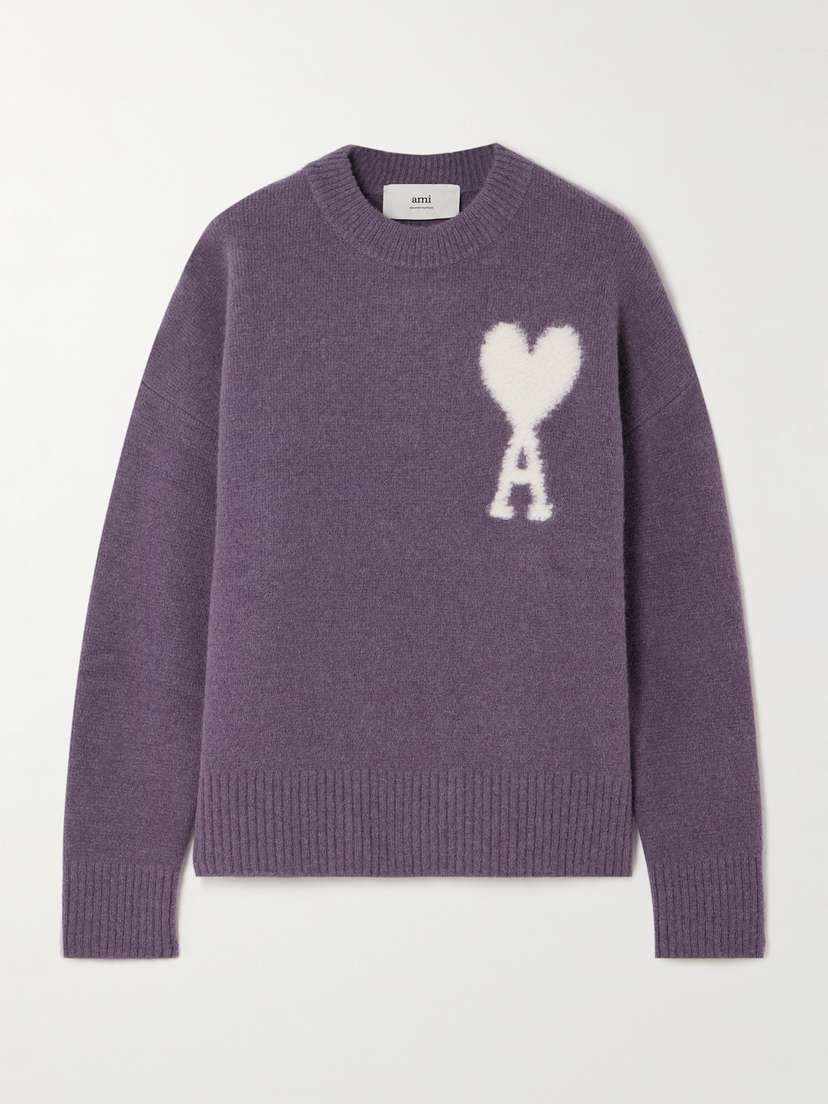 AMI PARIS Adc Oversized Intarsia Alpaca-blend Sweater - xx large