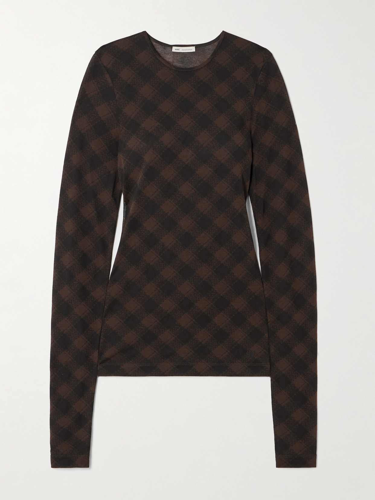 AMI PARIS - Checked Cotton-blend Top - Black
