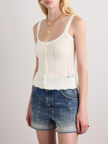 Ulla Johnson Callie pointelle-knit silk and cotton-blend tank
