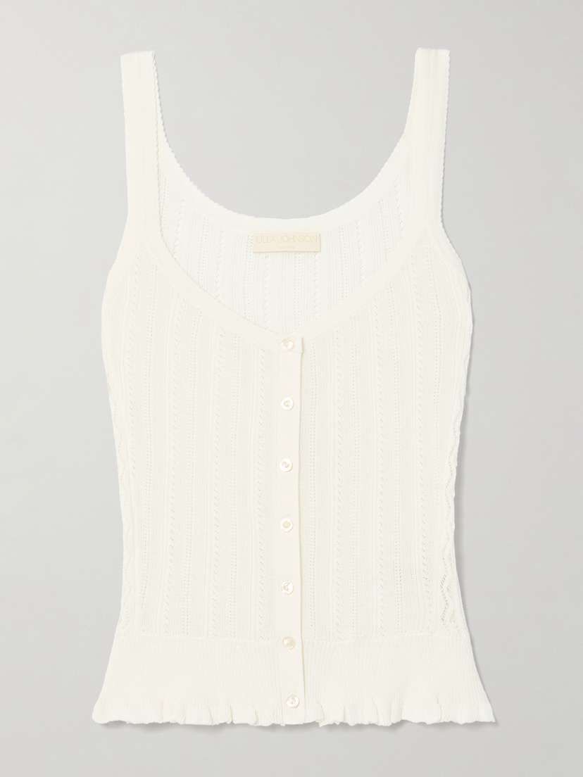 Ulla Johnson Callie Pointelle-knit Silk And Cotton-blend Tank