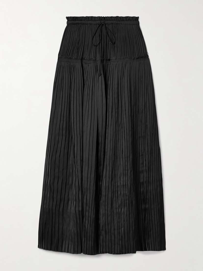 Ulla Johnson Malia Plissé-charmeuse Maxi Skirt