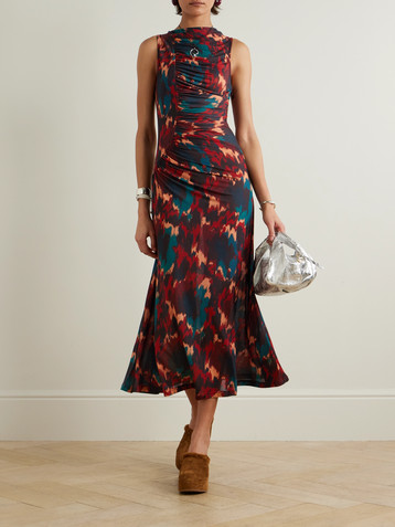 Ulla Johnson Livia ruched printed Lyocell-jersey midi dress