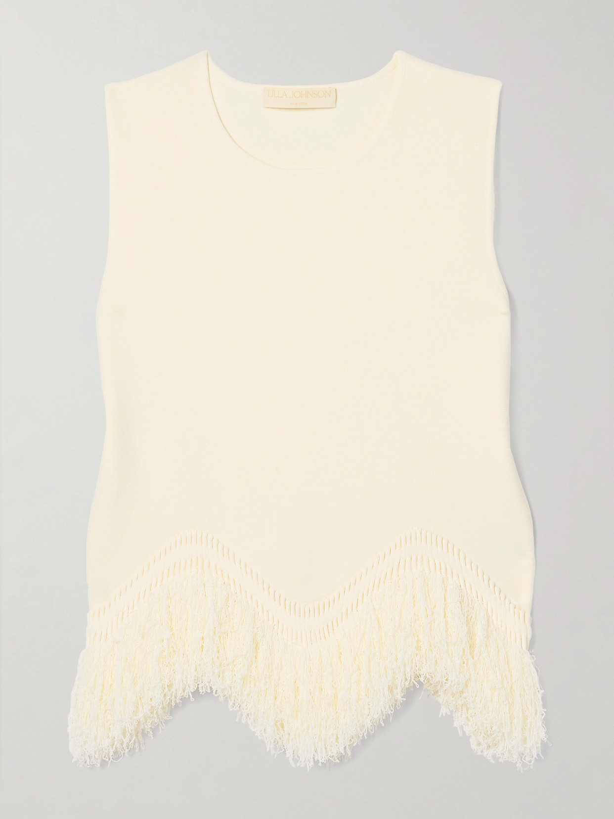 Ulla Johnson Koa Fringed Top In White