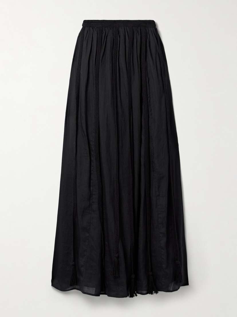 Ulla Johnson Corrine Crocheted Cotton-trimmed Gathered Ramie Maxi Skirt