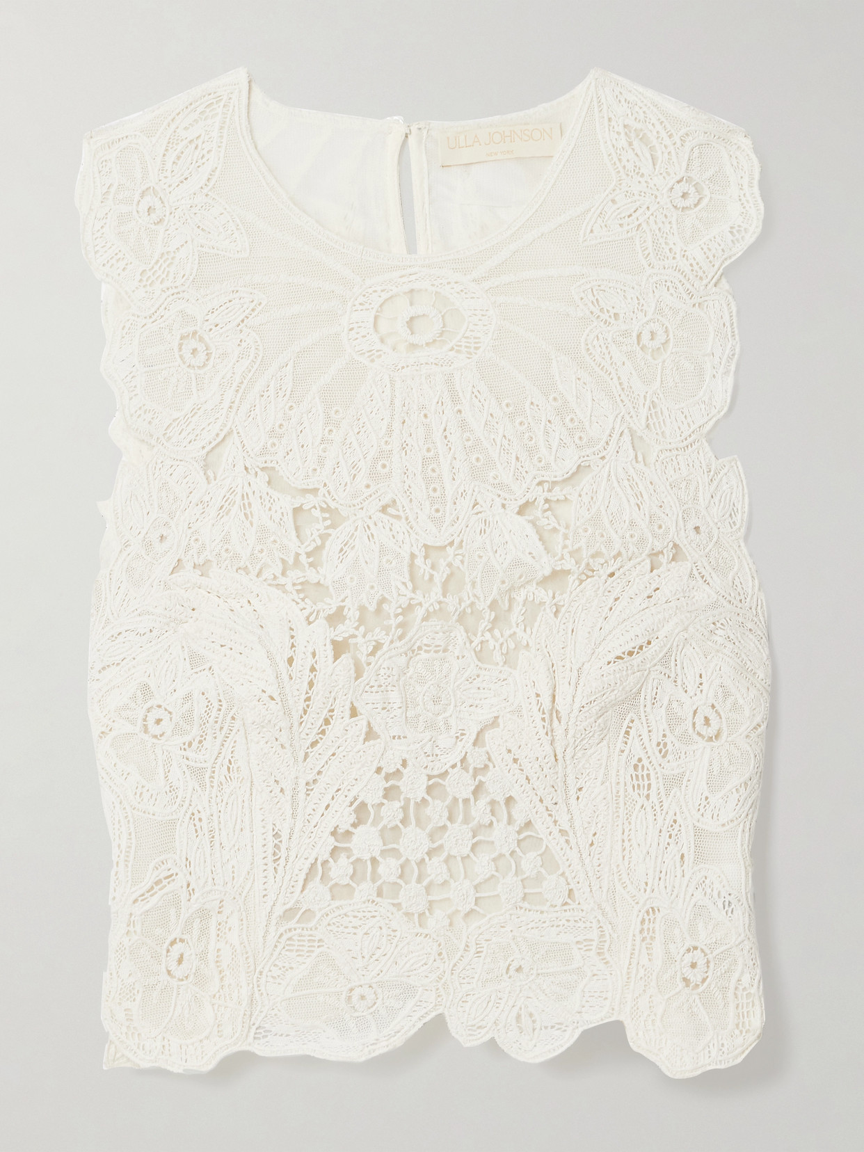 Ulla Johnson - Jael Cropped Cotton And Silk-blend Lace Tank - White