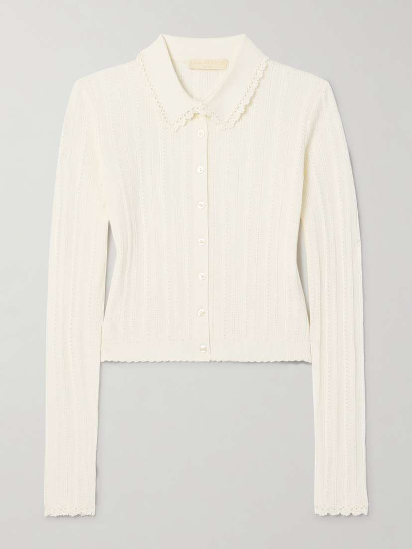 Ulla Johnson Lottie Crochet-trimmed Pointelle-knit Cotton And Silk-blend Cardigan