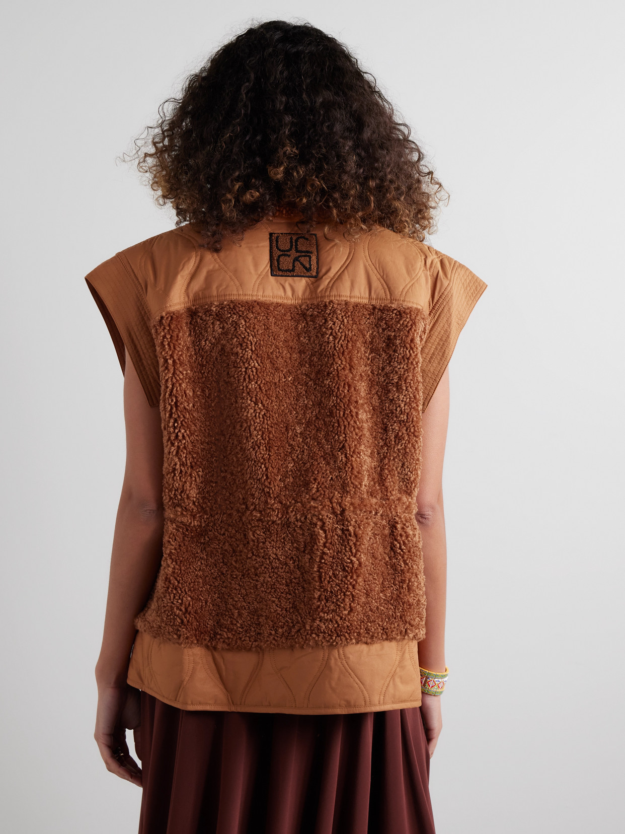 Ulla Johnson Shiloh Faux Shearling-trimmed Quilted Shell Vest In Brown