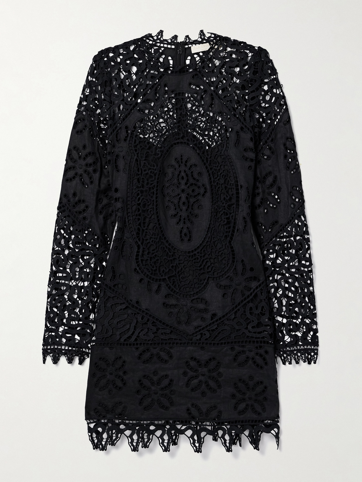 Ulla Johnson Eleni Eyelet-lace Linen Mini Dress In Black