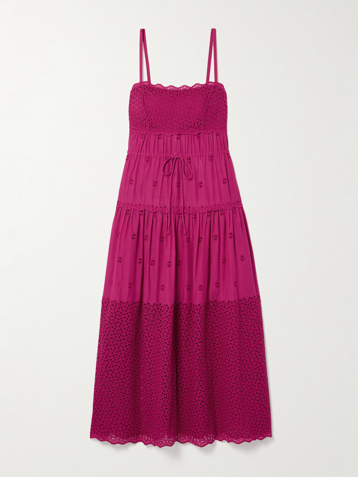 Ulla Johnson - Isadore Broderie Anglaise Cotton-voile Midi Dress - Pink