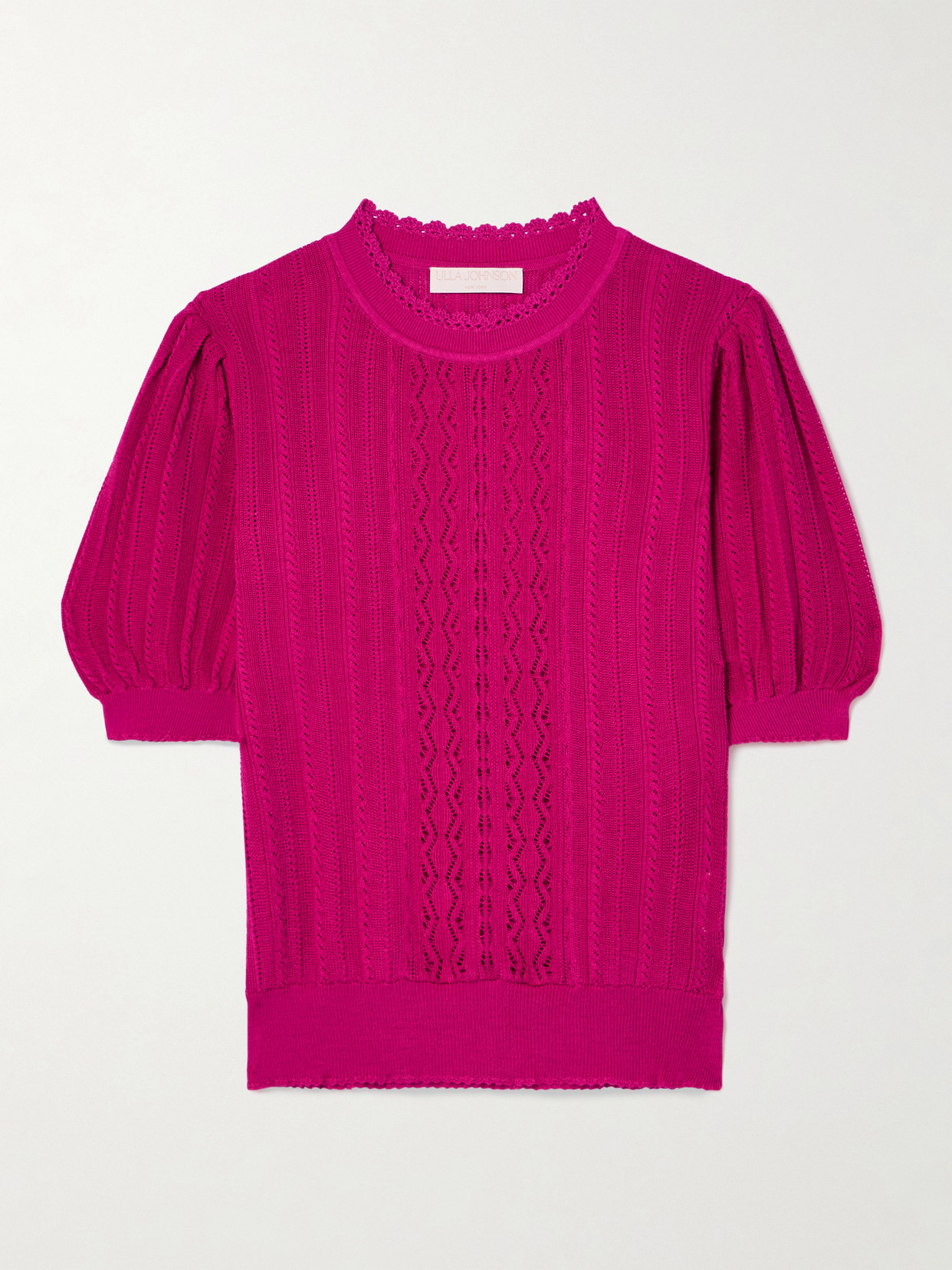 Ulla Johnson Gemma Pointelle-knit Silk And Cotton-blend Top In Pink