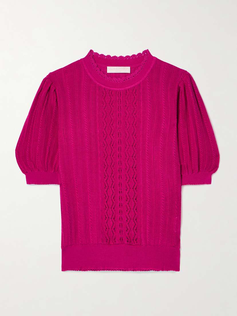 Ulla Johnson Gemma Pointelle-knit Silk And Cotton-blend Top - x small