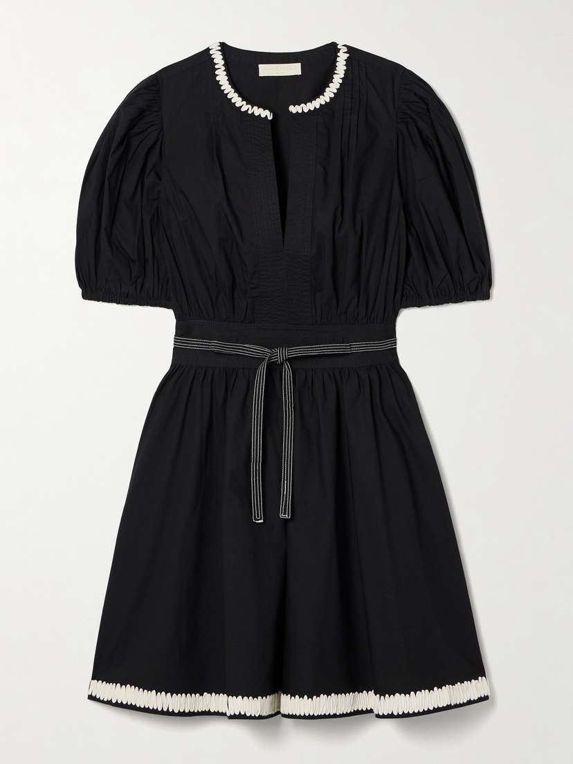 Ulla Johnson Wilda Belted Gathered Cotton-poplin Mini Dress