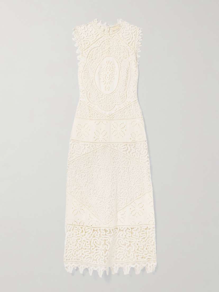 Ulla Johnson Flora Guipure Lace-trimmed Linen Maxi Dress - US0