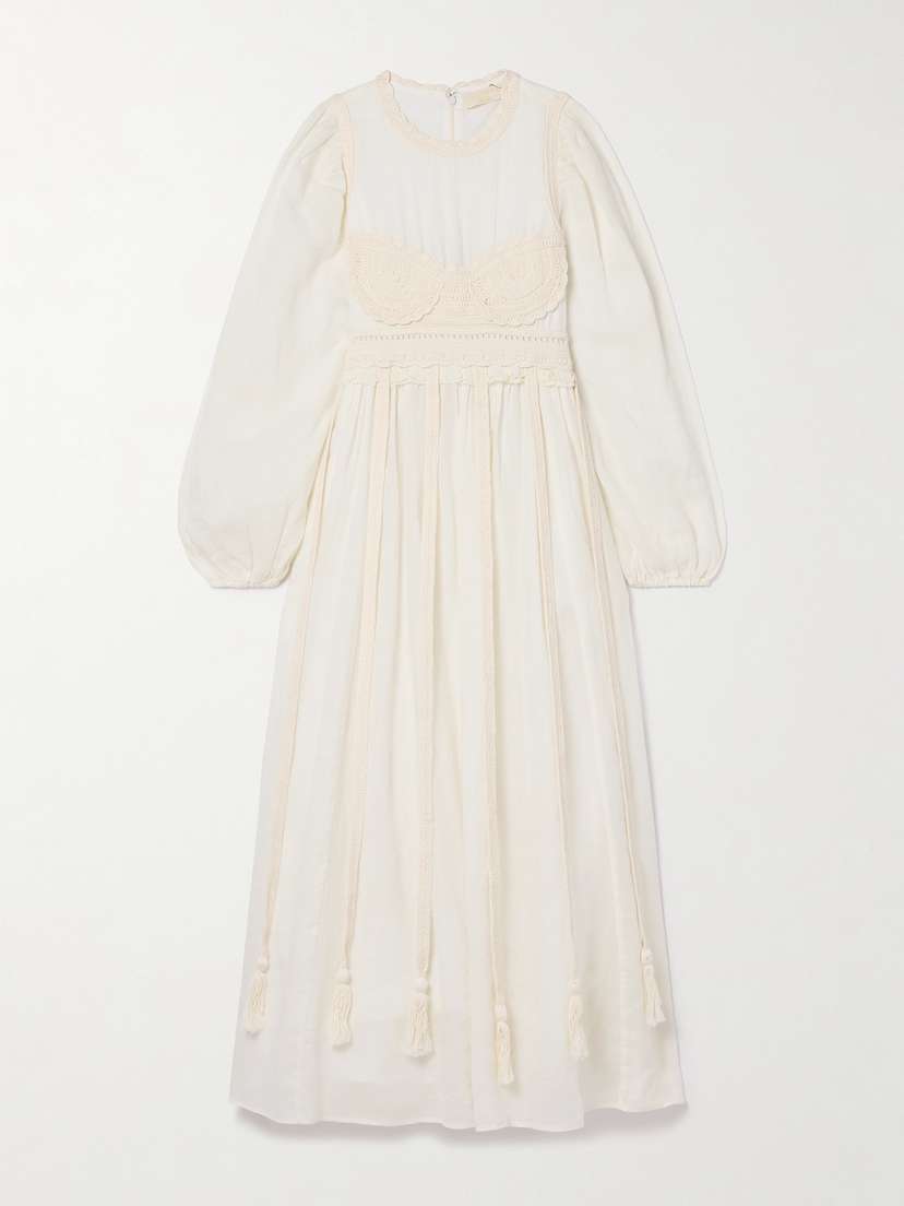 Ulla Johnson Aviva Knitted Cotton-trimmed Ramie Midi Dress