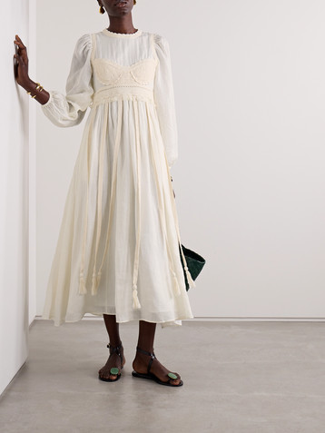 Ulla Johnson Aviva knitted cotton-trimmed ramie midi dress