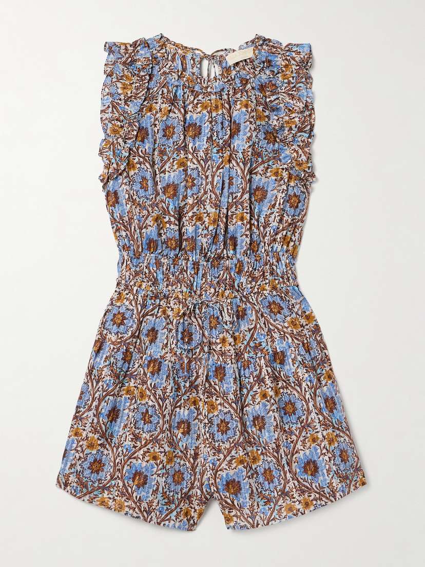 Ulla Johnson Orla Gathered Ruffled Floral-print Cotton-blend Voile Playsuit - US0