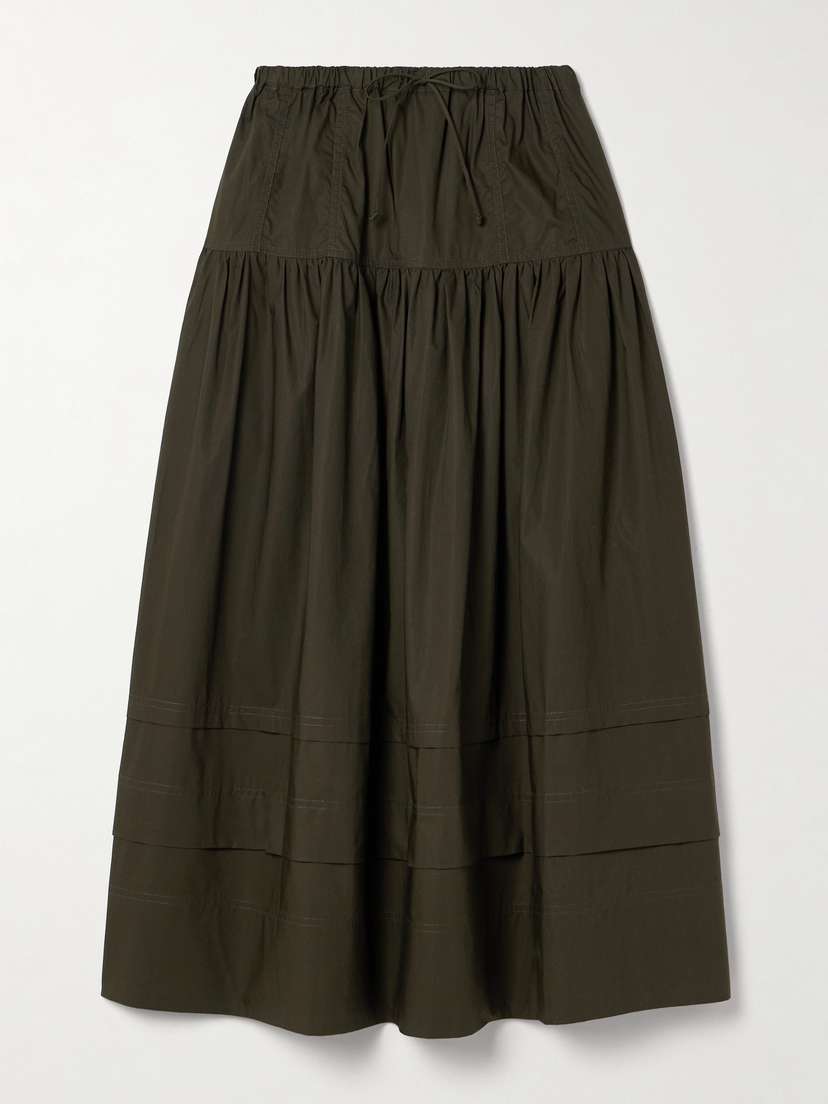 Ulla Johnson Anthia Tiered Cotton-poplin Midi Skirt