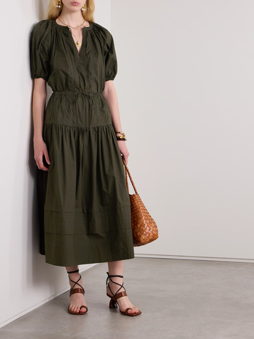 Ulla Johnson Anthia tiered cotton-poplin midi skirt