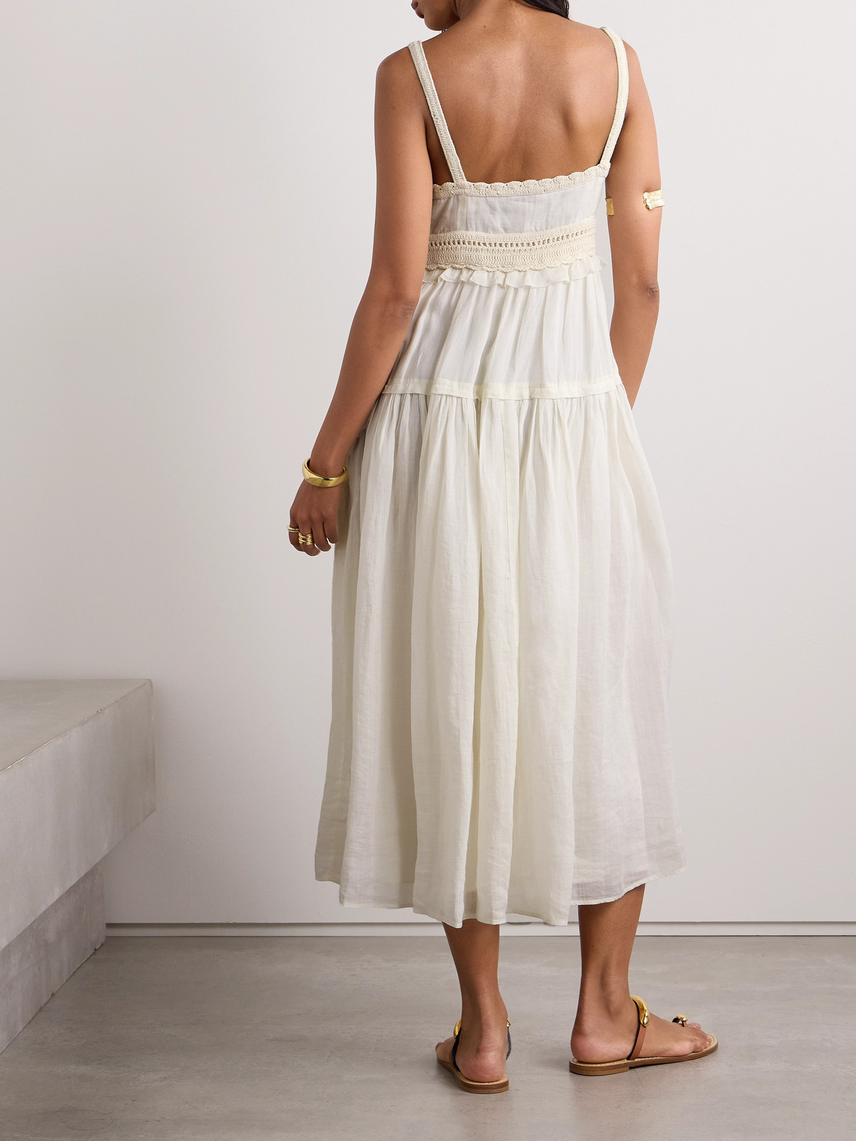 Ulla Johnson Gisella Embroidered A-line Midi Dress In White