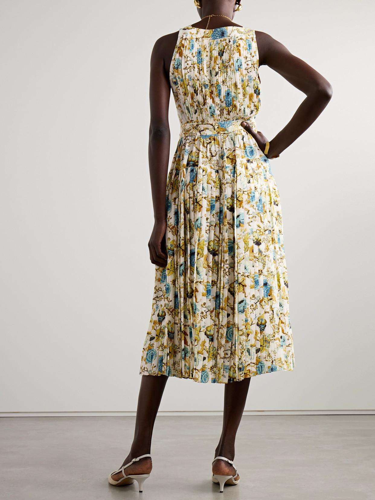 Ulla Johnson Annabeth Belted Pleated Floral-print Silk Crepe De Chine Midi Dress In Multi