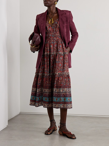 Ulla Johnson Rosa gathered floral-print cotton-blend voile midi dress