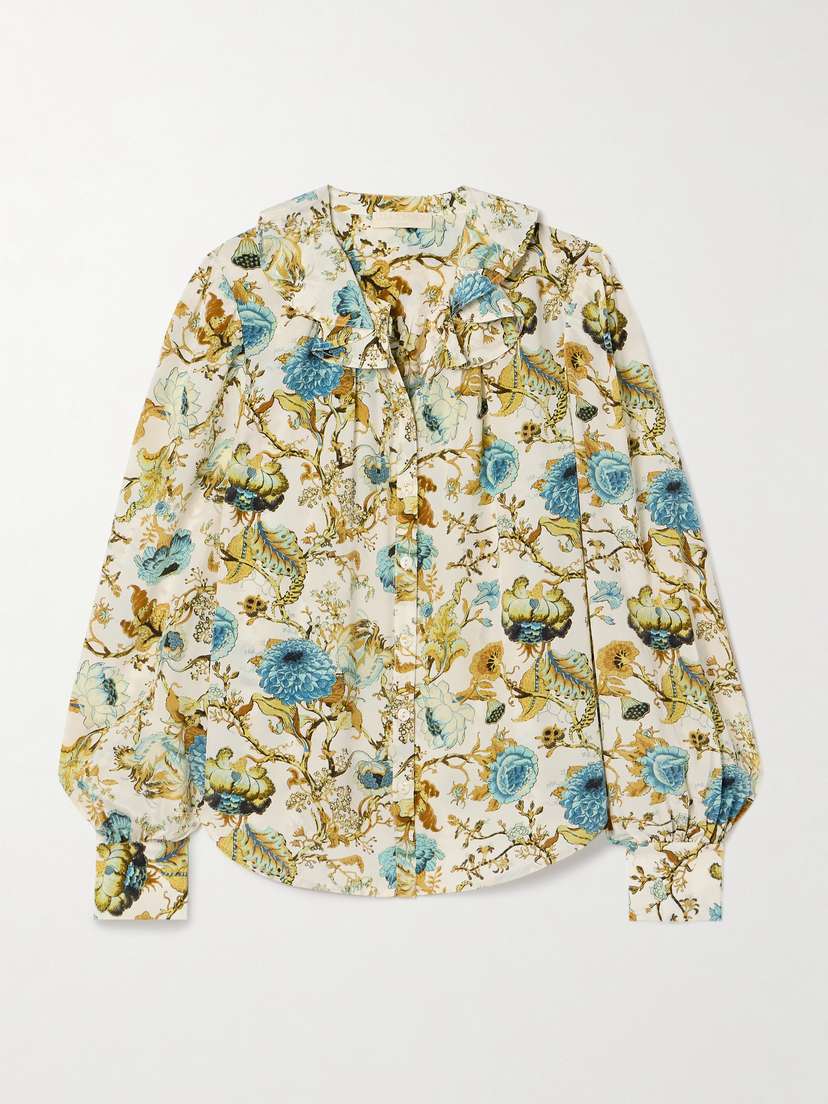 Ulla Johnson Vernon Ruffled Floral-print Silk Crepe De Chine Blouse