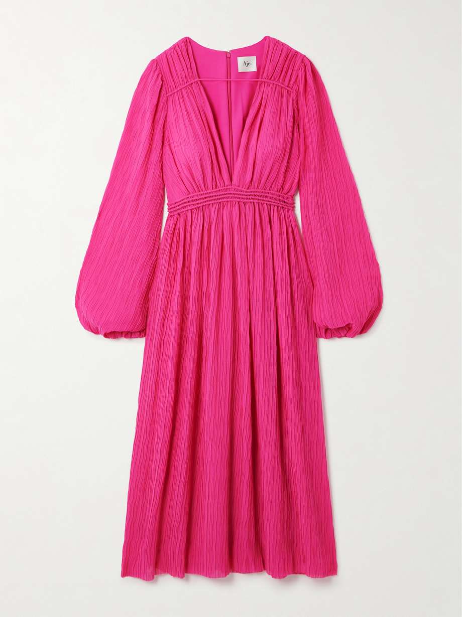 genevieve recycled plissé-chiffon midi dress
