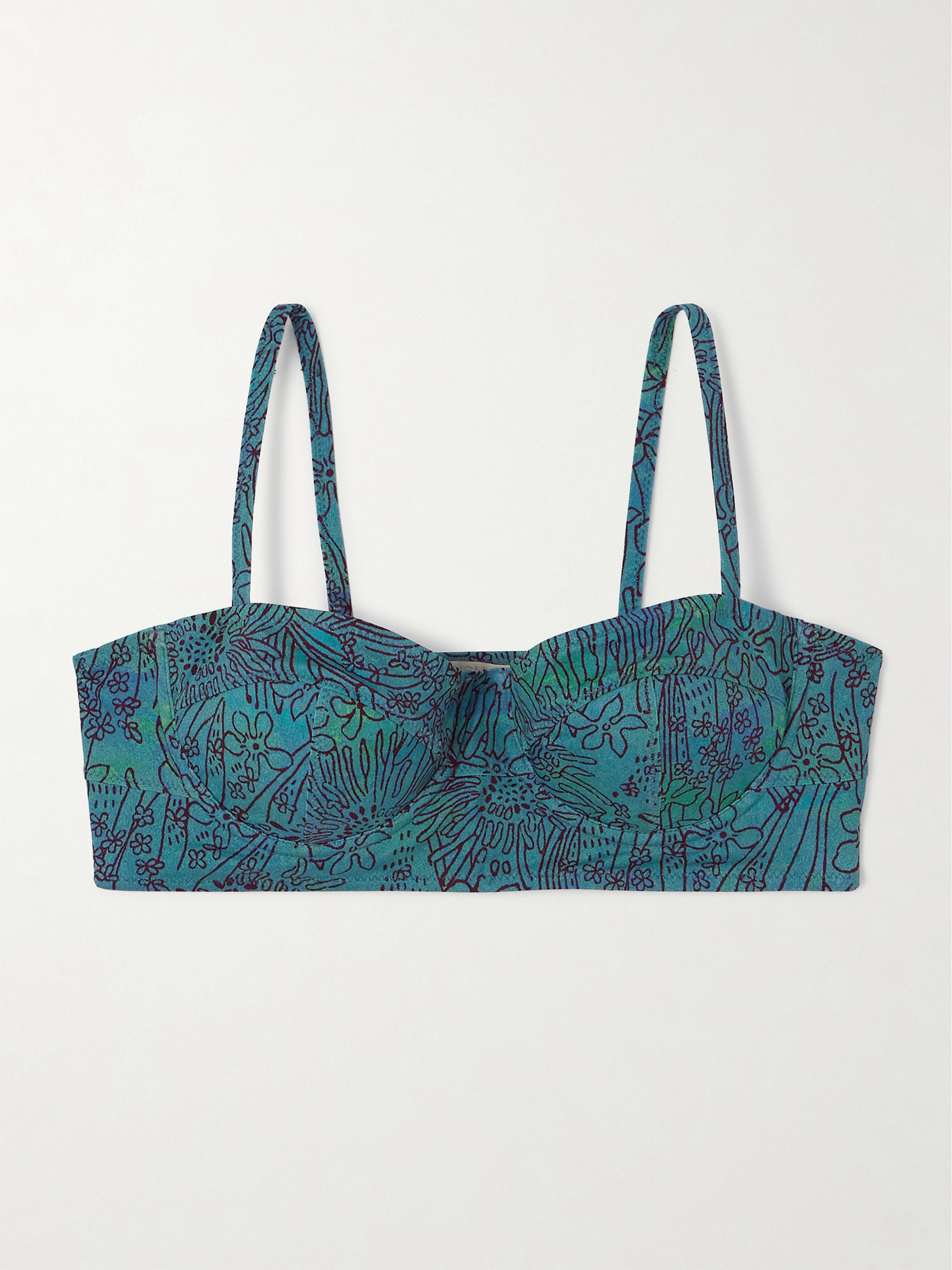 Ulla Johnson Zahara Printed Underwired Bikini Top In Blue