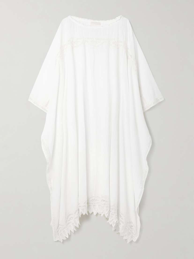 Ulla Johnson Jourdana Lace-trimmed Cotton-gauze Coverup