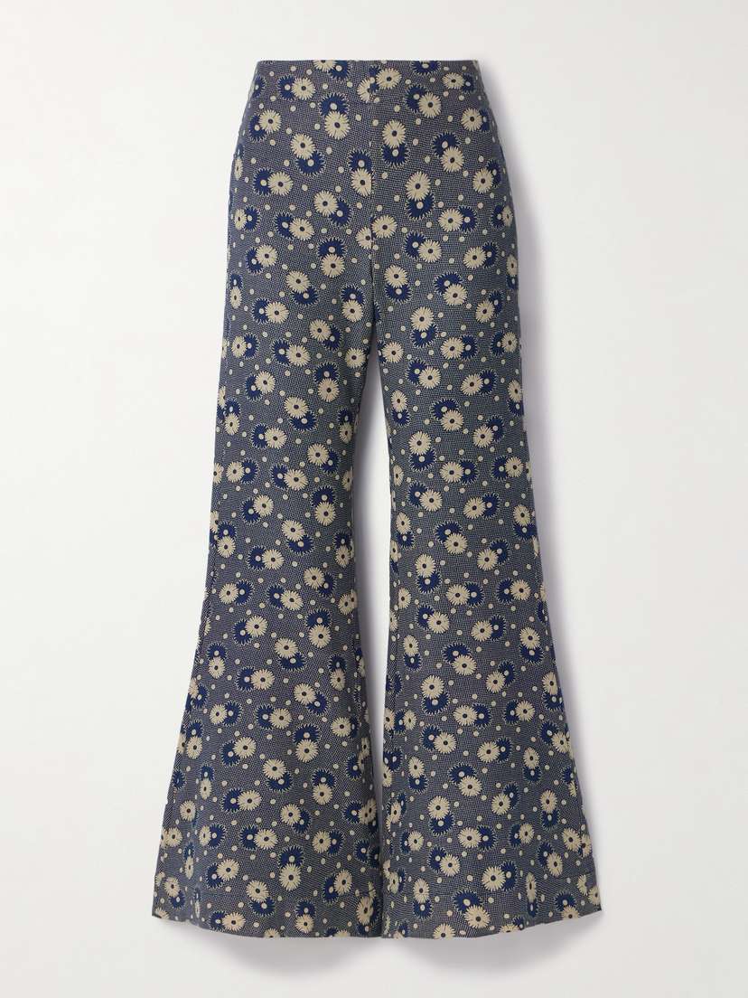 ALIX OF BOHEMIA Farah Wool And Cotton-blend Jacquard Flared Pants