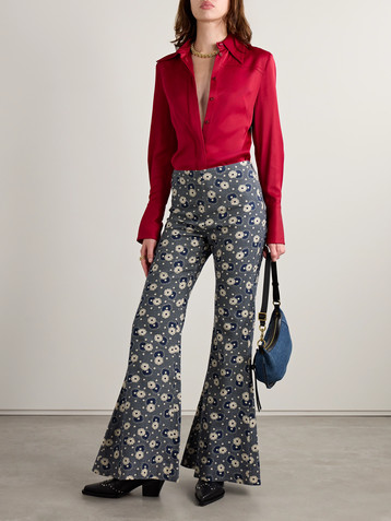 Alix Of Bohemia Farah wool and cotton-blend jacquard flared pants