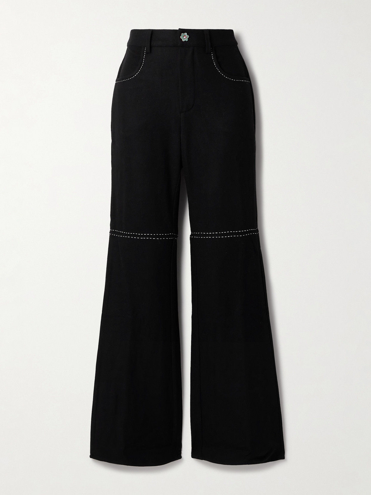 Alix Of Bohemia Bunny Wool Flared Trousers In Black