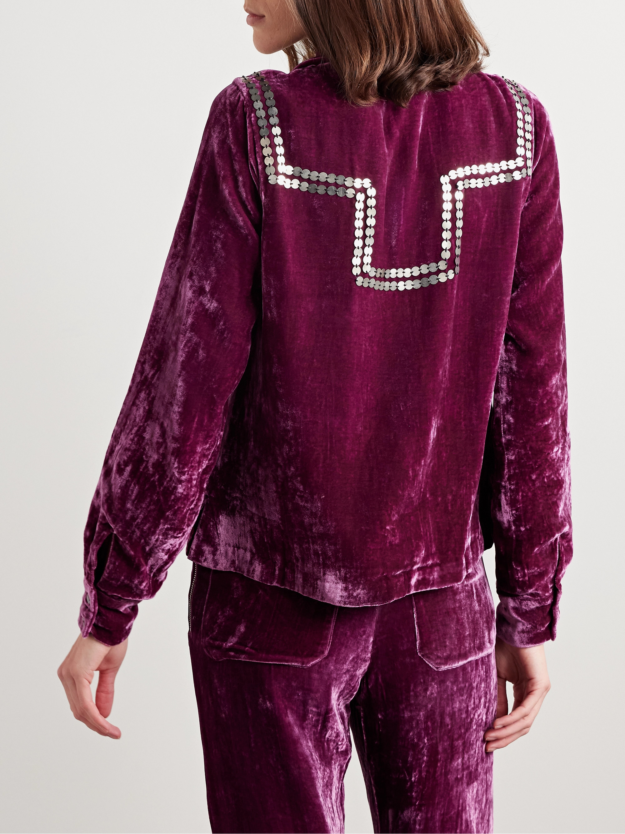 Alix Of Bohemia Dolly embellished crushed-velvet shirt thumbnail