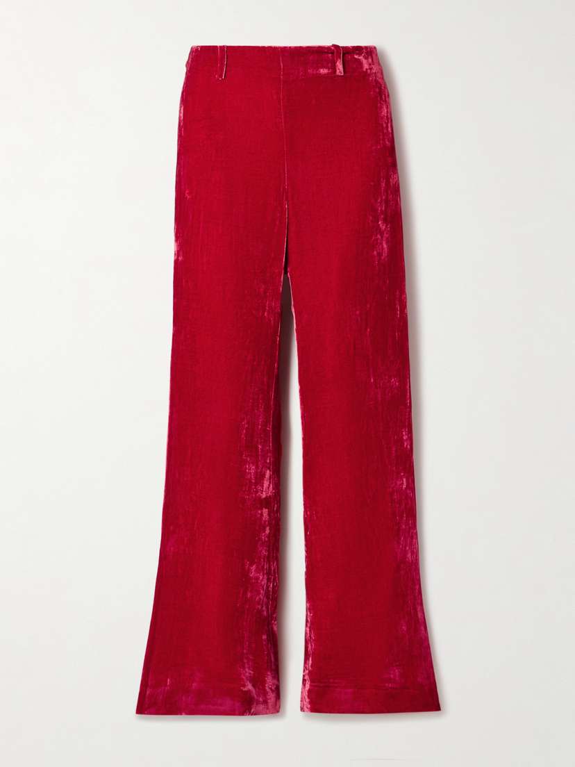 ALIX OF BOHEMIA Charlie Crushed-velvet Flared Pants