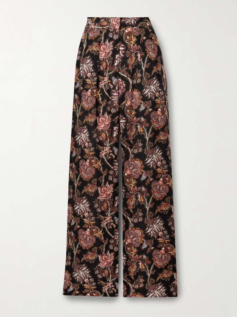 Ulla Johnson Valencia Pleated Printed Wool-blend Twill Wide-leg Pants
