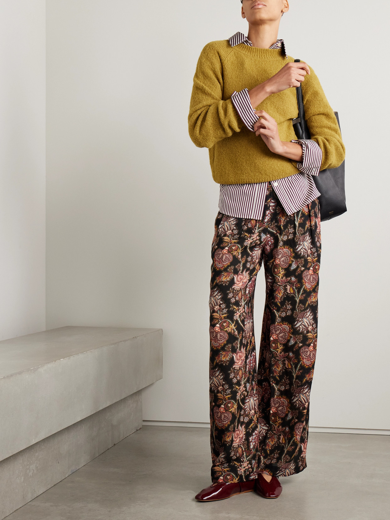Ulla Johnson Valencia Pleated Printed Wool-blend Twill Wide-leg Pants In Multi