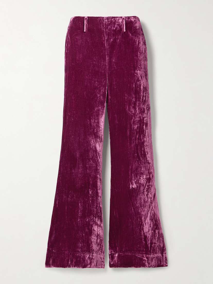 ALIX OF BOHEMIA Charlie Crushed-velvet Flared Pants