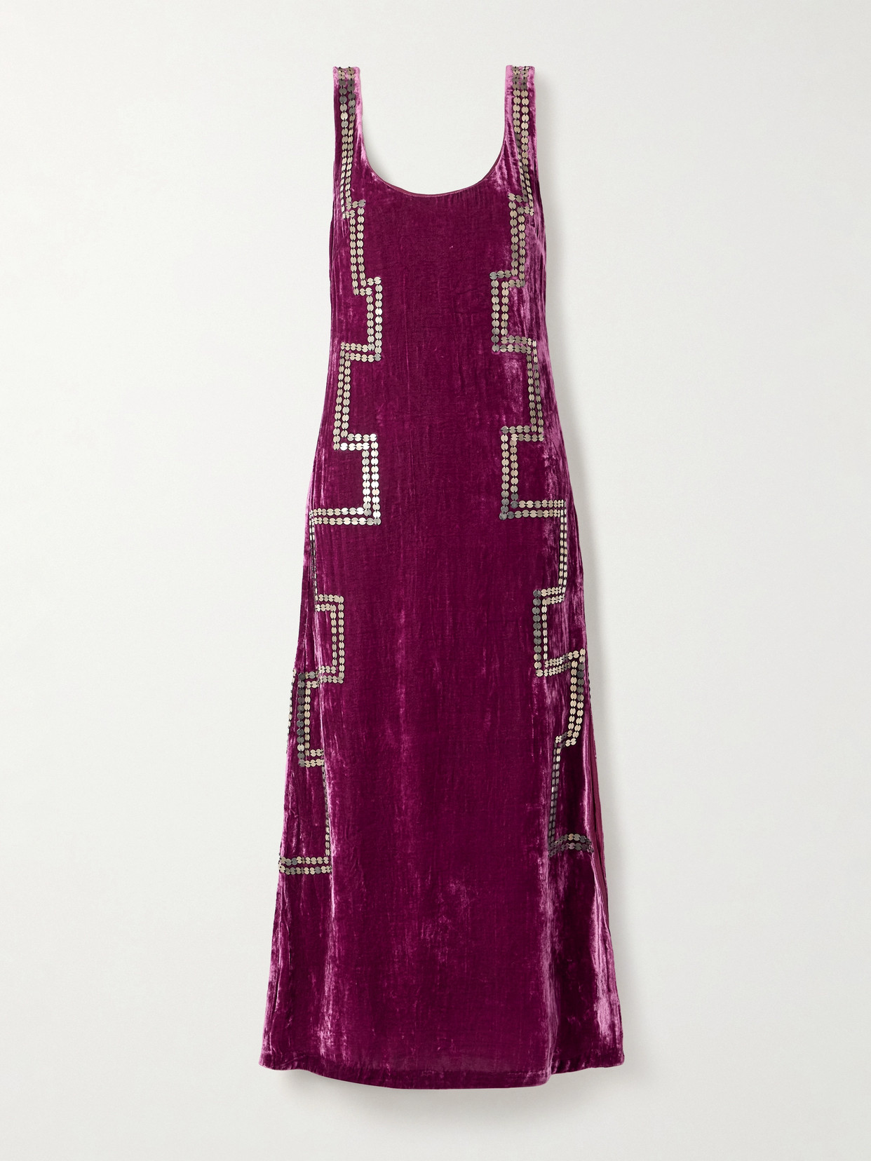 ALIX OF BOHEMIA - Adele Embellished Crushed-velvet Maxi Dress - Purple