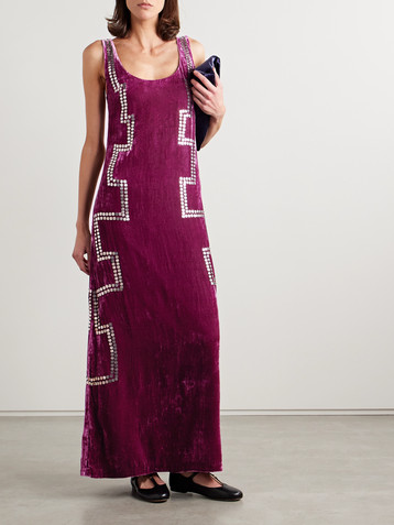 Alix Of Bohemia Adele embellished crushed-velvet maxi dress