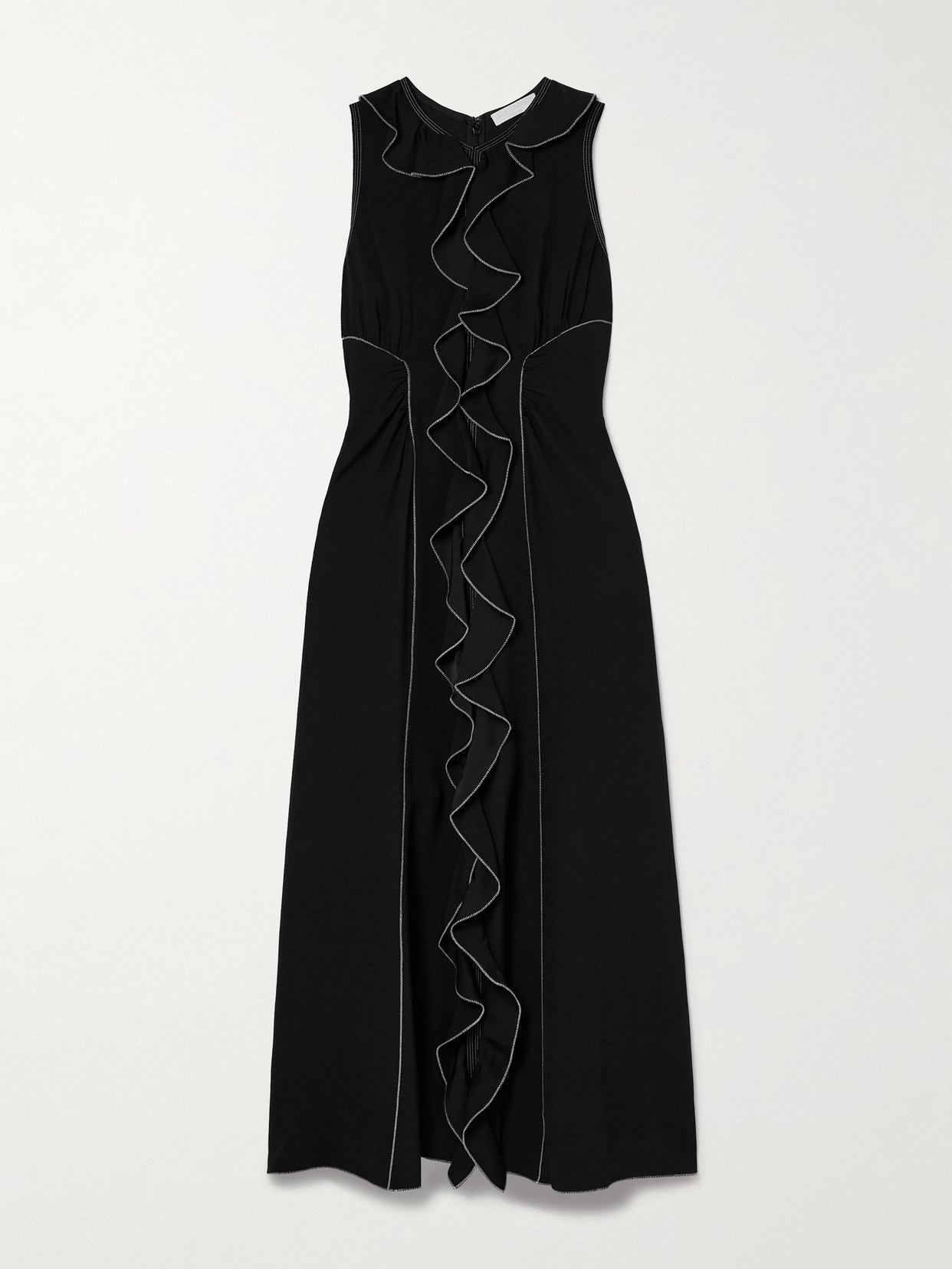 Shop Ulla Johnson Lille Ruffled Crepe Midi Dress In Black