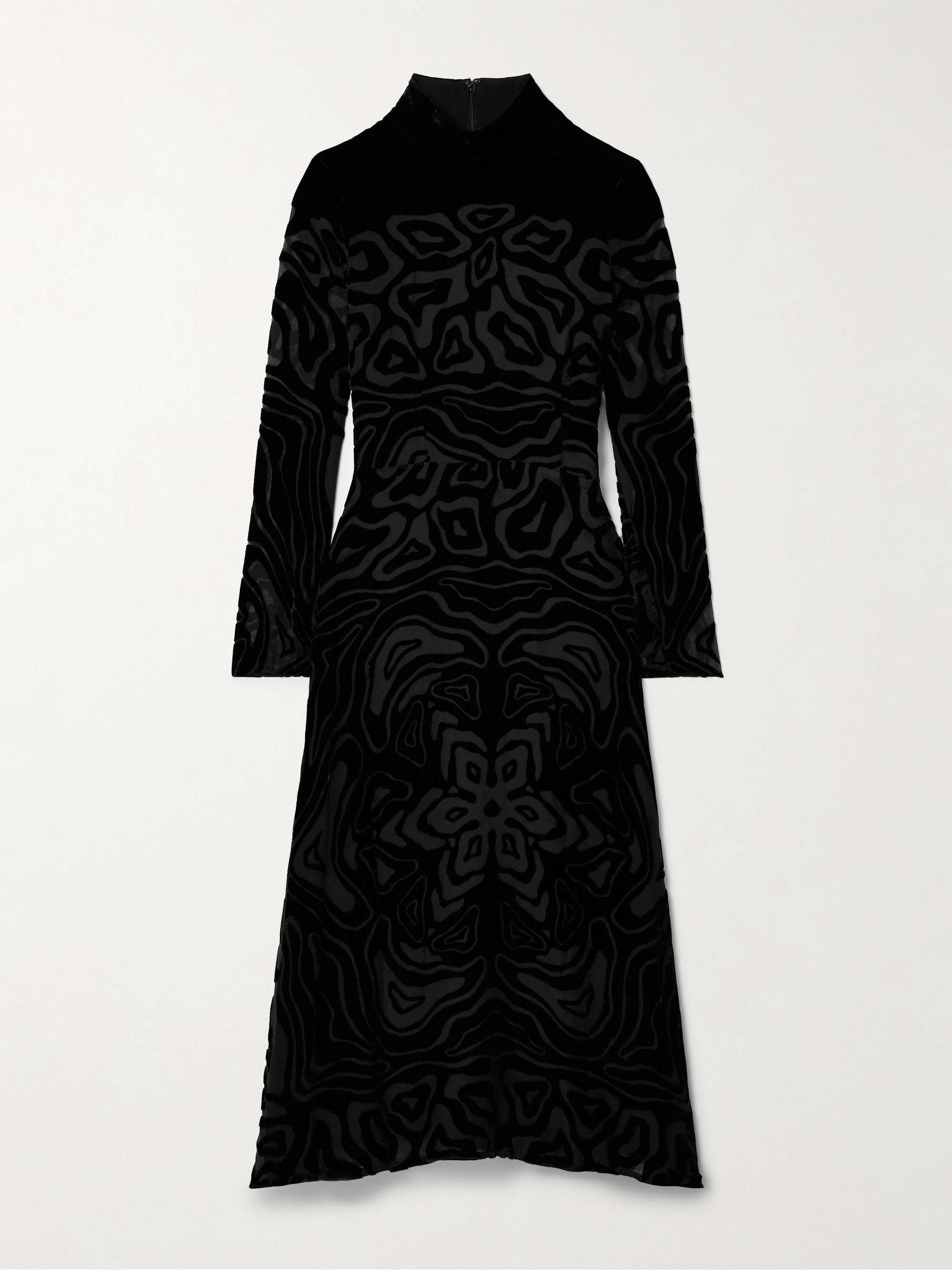 Ulla Johnson Elora Velvet And Mesh Midi Dress In Black