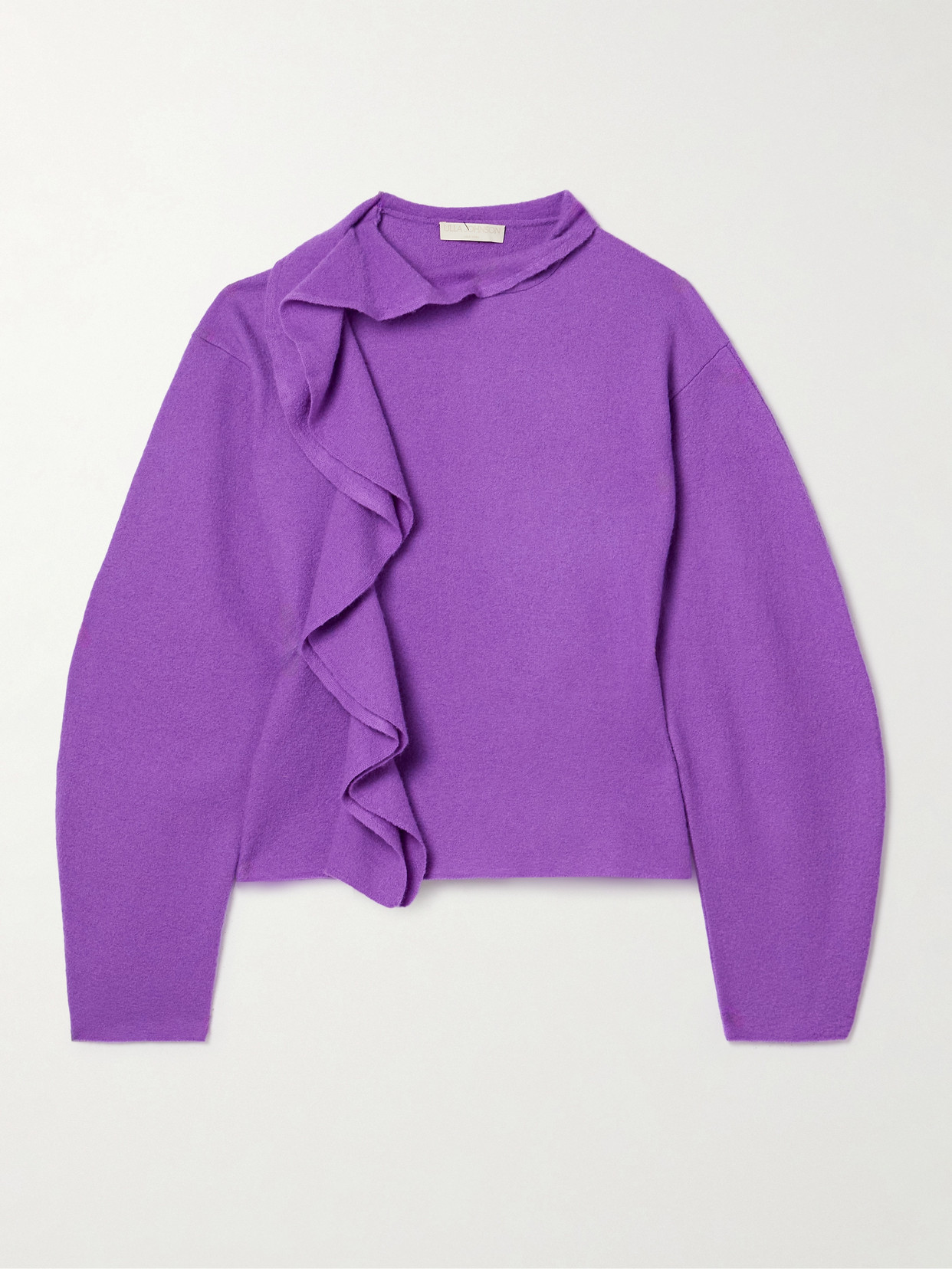 Ulla Johnson - Corinna Ruffled Brushed-wool Turtleneck Sweater - Purple