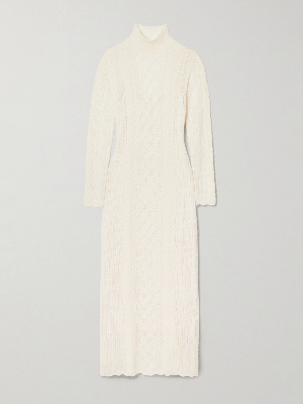 Ulla Johnson Kassia Pointelle-knit Alpaca-blend Turtleneck Maxi Dress In Ivory