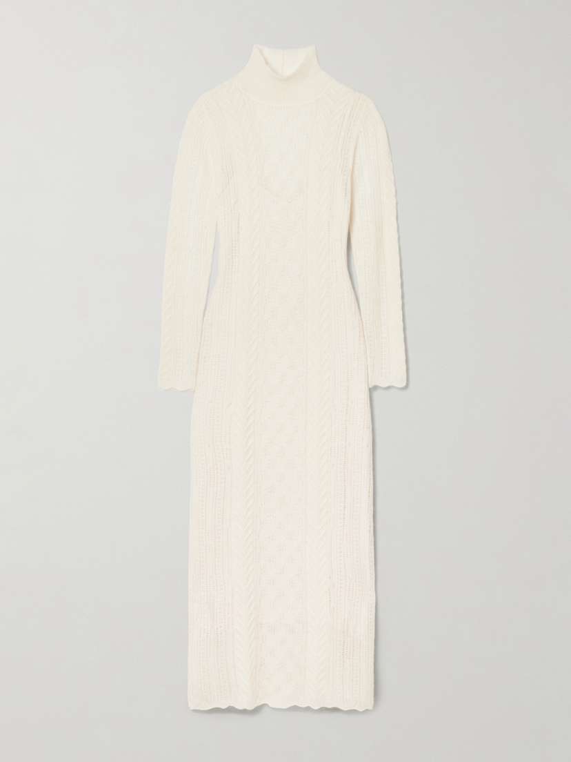 Ulla Johnson Kassia Pointelle-knit Alpaca-blend Turtleneck Maxi Dress