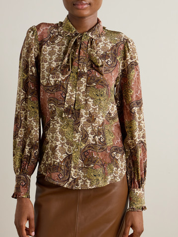 Ulla Johnson Vedra pussy-bow printed silk crepe de chine blouse